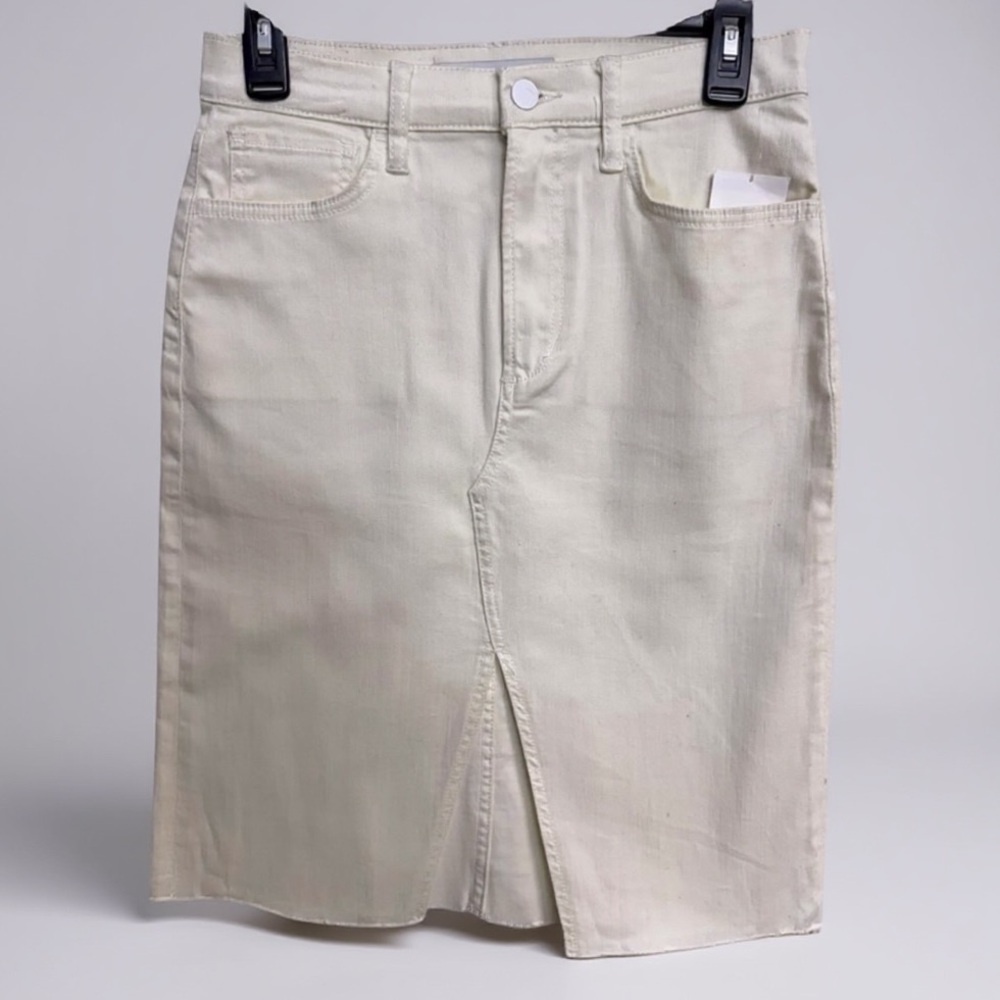 Joe's Jeans Cream Pencil Skirt Knee-Length with Slit Size 26